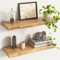 Live Edge Floating Shelves for Wall Decor, Solid Elm Wood Floating Shelves Wall by Venusmiles