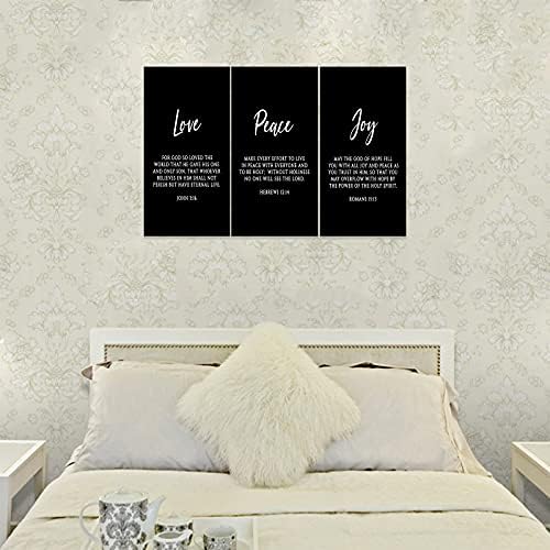 3 Piece Inspirational Wall Art, Quotes "Love Peace Joy" Motivational Canvas Art - Image 2
