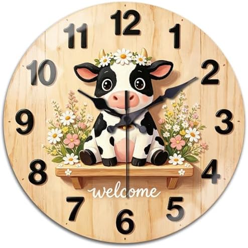 peacoblue Cow Wall Clocks Battery Operated by PEACOBLUE