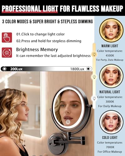 10" Brass Large Wall Mounted Makeup Mirror - Image 4