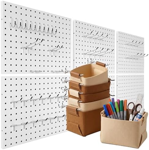 Spampur 6 Pack Peg Board Organizer, Includes Metal PegBoard and Accessories by Spampur