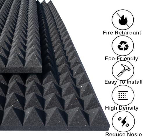 4 Pack Acoustic Foam, High Density Fire Resistant Soundproof Panels - Image 2