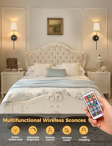 Battery Operated Wall Sconce: Set of 2 Wireless Wall Light 12000mAh - Image 6