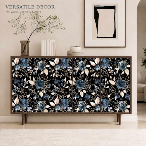 Black Gold Floral Peel and Stick Wallpaper 17.7"x118" - Image 5