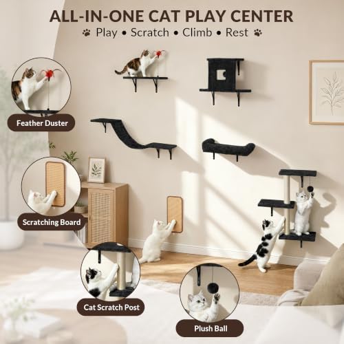 Cat Wall Shelves, 6-in-1 Cat Wall Furniture Set - Image 4