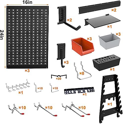 TORACK Metal Pegboard Wall Organizer System 24x48 in - Image 4
