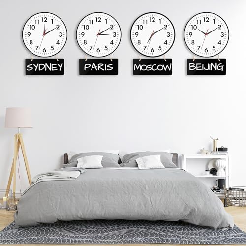 Lumuasky 4-Pack Silent Wall Clocks Time Zones - Image 3