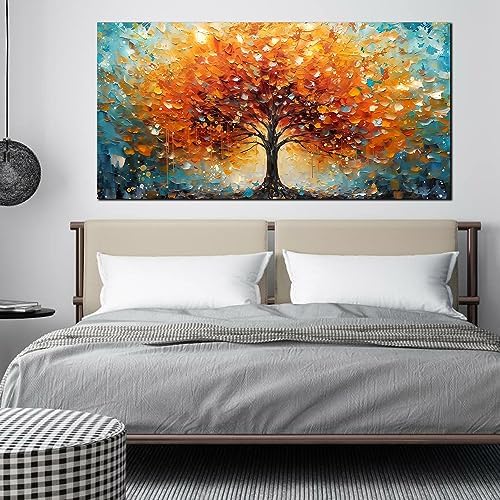 Zoyotago Large Canvas Wall Art Orange Yellow Tree Picture Modern Canvas Prints - Image 4