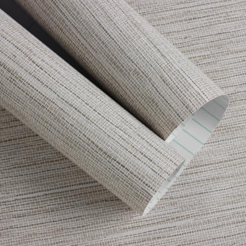 Beige Grasscloth Peel and Stick Wallpaper Textured 17.3in x 393.7in - Image 5