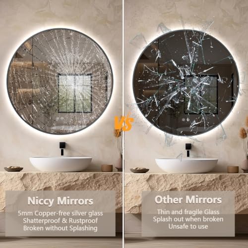 Niccy 24" Round LED Bathroom Backlit Mirror - Image 6