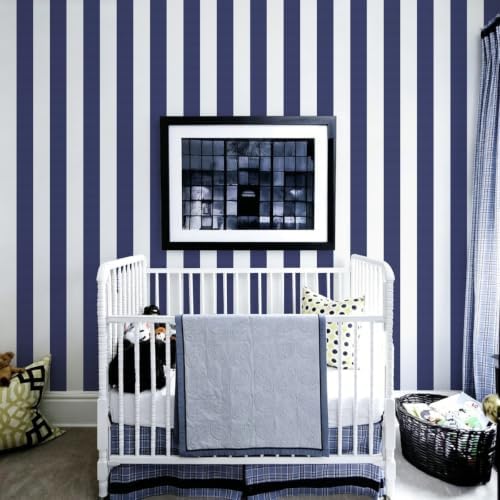 Jeweluck Blue Striped Wallpaper Peel and Stick Wallpaper 17.7”x118.1” - Image 4