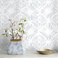 Blue Wallpaper Coastal Peel and Stick Wallpaper Boho 197"x17.3" Blue and White by Fiula