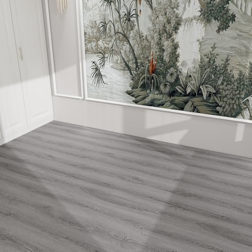 Wood Grain Peel and Stick Floor Tiles, 11.8" W × 394" L, Soft Gray - Image 6