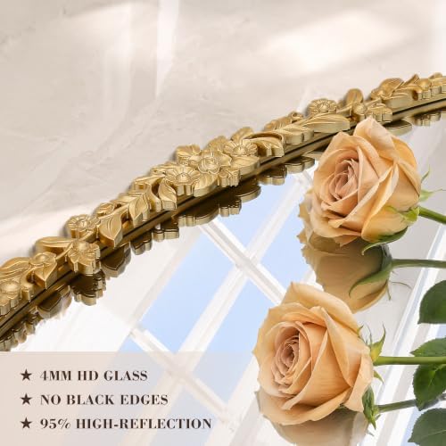 Besdomus Large Gold Arched Mirror: 48"x33" French Baroque Wall Mirror - Image 5