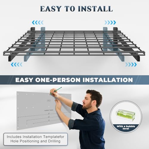 Jusgym 4 Pack Wall Mounted Garage Shelving, 1400lbs Integrated Grid - Image 5