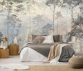 Toolhom Hazy Forest Wall Mural, Abstract Nature Landscape Wallpaper by Toolhom
