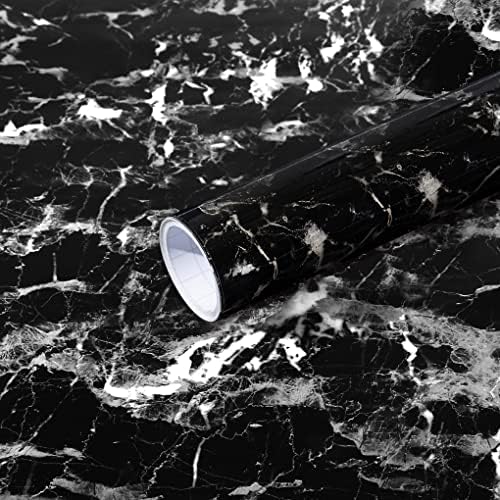 Arthome Black Marble Contact Paper, Peel and Stick Black Silver Paper, Self by ArthomeWALLDECOR