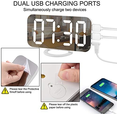 SZELAM Digital Clock Large Display, LED Electric Alarm Clocks Mirror Surface - Image 5
