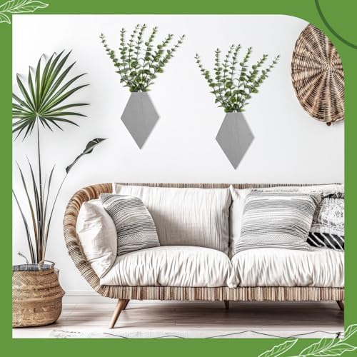 Chunful 2 Pcs Wooden Wall Planter Decor, Light Gray, 7.1 x 4.7 x 1.2 Inches - Image 6