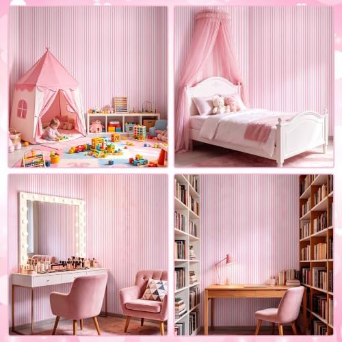 Colarr Pink Striped Peel and Stick Wallpaper 17'' x 118'' Contact Paper - Image 5