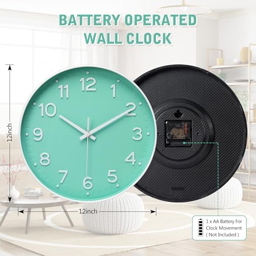 MEIRED Wall Clock 12 Inch Silent Non Ticking Battery Operated Round Wall Clock - Image 4
