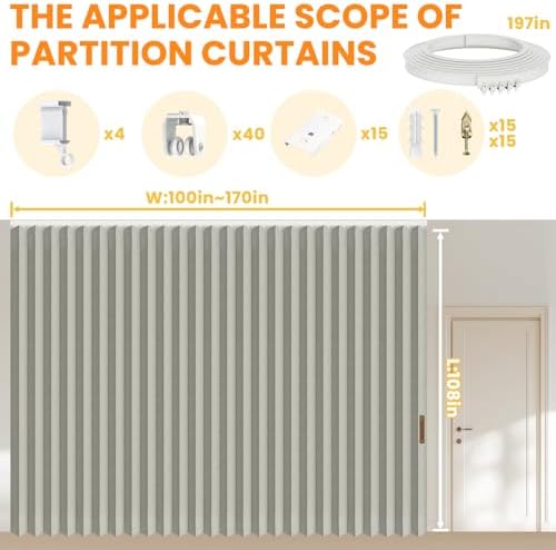 Room Divider Curtain Sets with Flexible Ceiling Track, Privacy Soundproof - Image 2