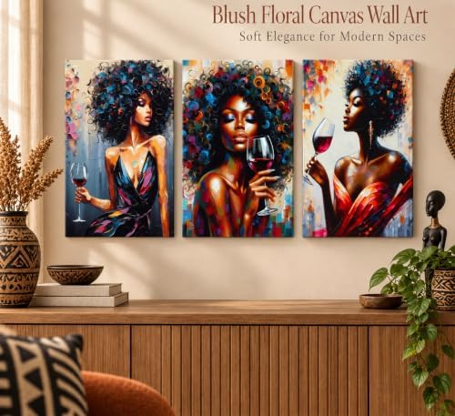 hijyord 3Pcs African American Women Canvas Wall Art 16x24in - Image 2