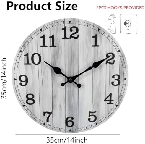14 Inch Wall Clock Battery Operated, Wooden Rustic Boho Wall Clocks - Image 3
