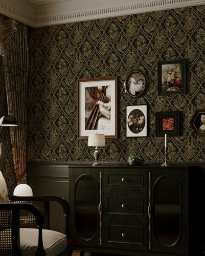 Toduso Peel and Stick Wallpaper Vintage Wall Paper Boho Contact Paper Black and - Image 4