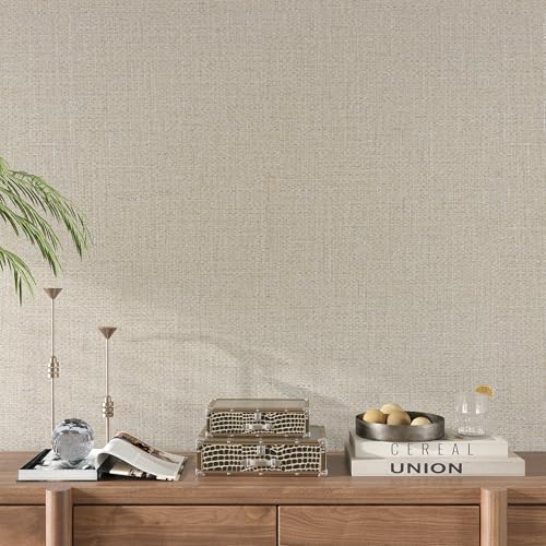 VEELIKE Beige Grasscloth Peel and Stick Wallpaper Textured Neutral Grasscloth - Image 5