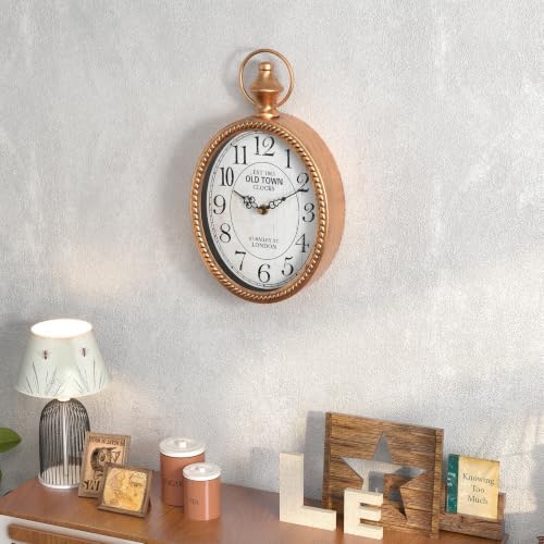 Menterry Small Retro Oval Wall Clock Antique Old Design - Image 5
