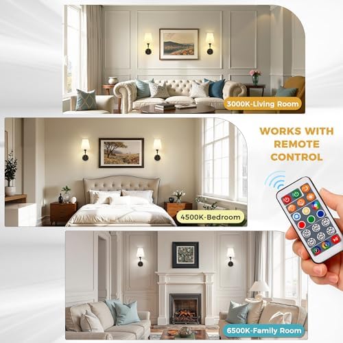 Battery Operated Wall Sconce: Set of 2 Wireless Wall Light 12000mAh - Image 6