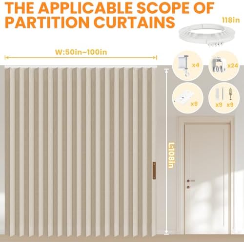 100% Blackout Room Divider Curtains Ceiling Curtain Track Sets Blackout - Image 2