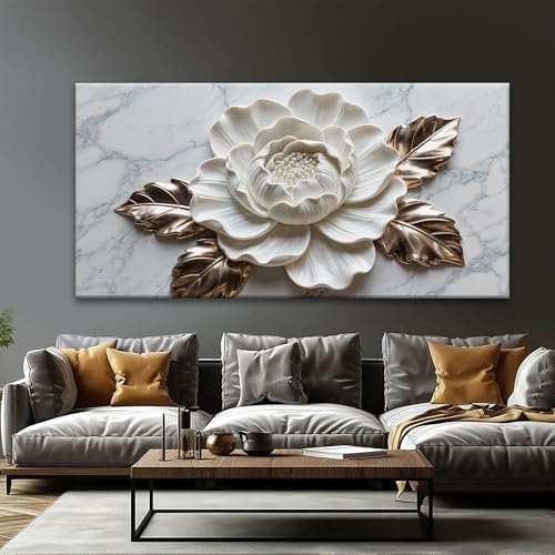 Suconvng Canvas Wall Art Living Room Home Wall Decor Modern White Flower Canvas - Image 4