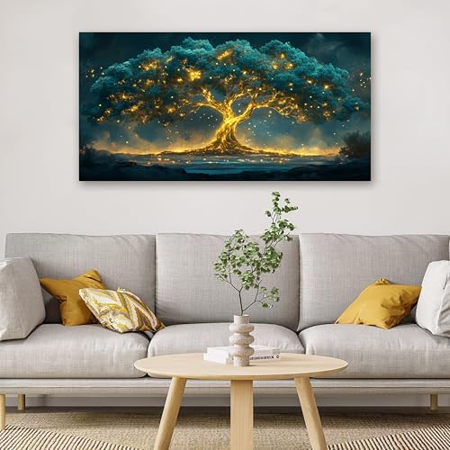Canvas Wall Art Decor Artwork for Walls Green Gold Wall Art Decor Tree of Life - Image 2
