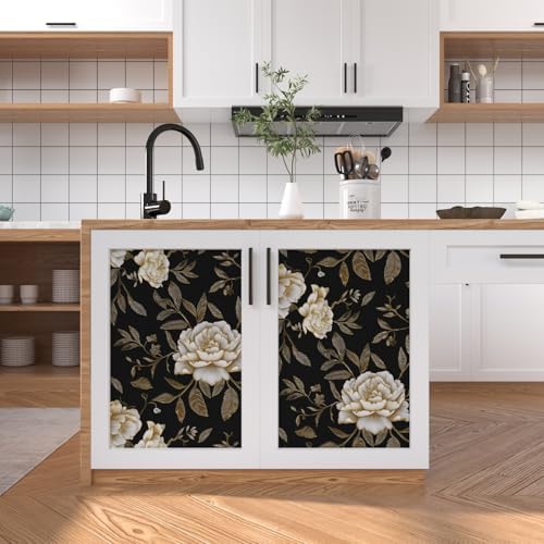 Laatse Dark Golden White Peony Floral Wallpaper Peel and Stick 17.5"x787" - Image 3