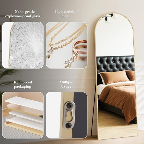 DUMOS Arched Mirror Full Length Floor, 56x15 Inch Full Body Standing Mirror - Image 4