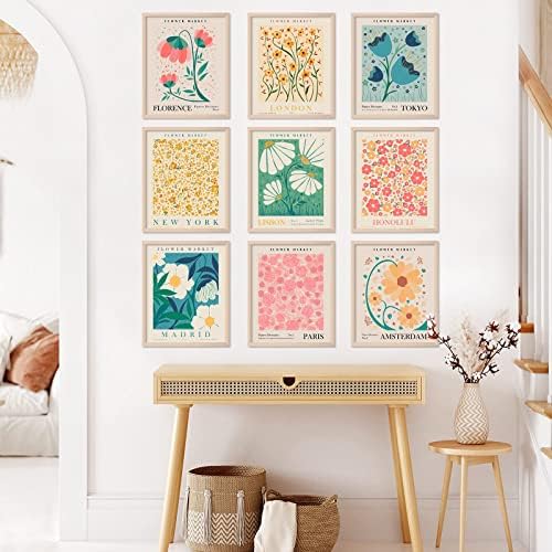 AnyDesign 9 Pcs Flower Market Decoration Matisse Wall Art Prints Floral Art - Image 2