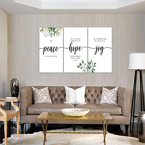 3 Piece Inspirational Wall Art, Quotes "Peace Hope Joy" Canvas Print - Image 4