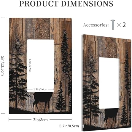 Decorative Outlet Covers Rustic Forest Antler Elk Deer Silhouettes Animals Wood - Image 5
