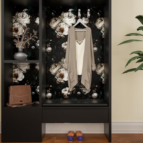Laatse Dark Black Floral Wallpaper Peel and Stick 17.5" × 393" - Image 6