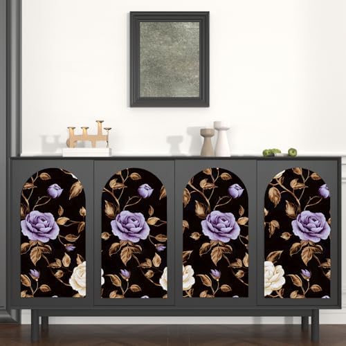 Laatse Dark Purple Gold Rose Floral Wallpaper Peel and Stick 17.5''x393'' - Image 2