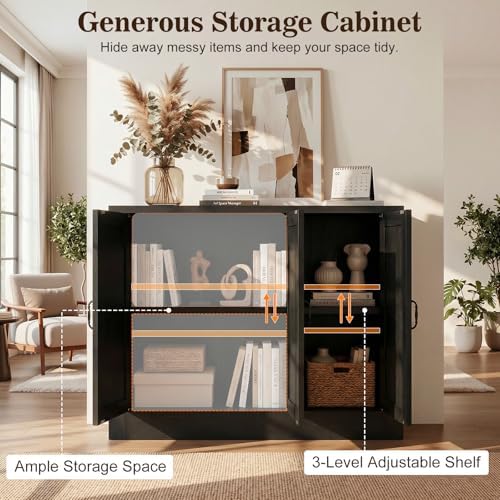 117" Modular Buffet Sideboard Cabinet Set of 3, Extra Long Coffee Bar Storage - Image 3