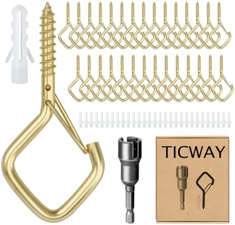 Outdoor Hooks for String Lights & Hanging Screw Hooks by Ticway
