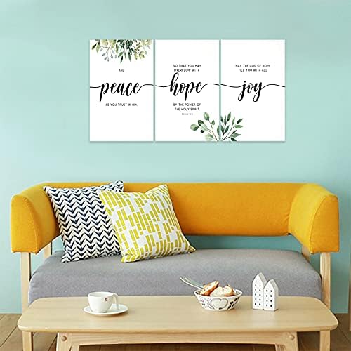 3 Piece Inspirational Wall Art, Quotes "Peace Hope Joy" Canvas Print - Image 4