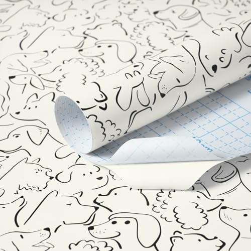 Heroad Beige Peel and Stick Wallpaper Black and White Contact Paper Dog - Image 5