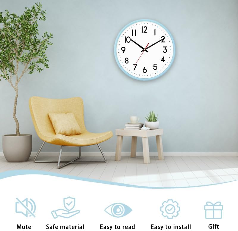 HZDHCLH Wall Clock Silent Wall Clocks Battery Operated 12 Inch Modern Non - Image 2