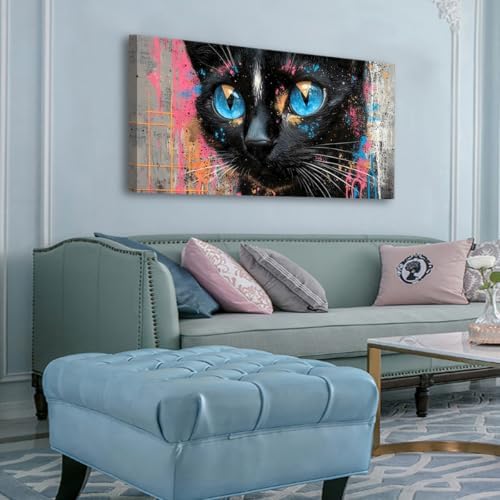 Black Cat Canvas Wall Art Animal Wall Decor Modern Street Art Perfect - Image 7