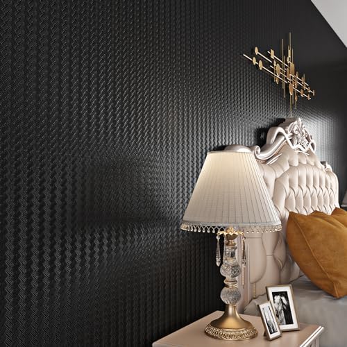 Livelynine 15.8x394 Inch Black Textured Wallpaper Peel and Stick by Livelynine