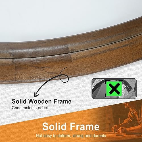 Round Wood Mirror 30 Inch, Wall-Mounted Circle Mirrors, Decorative Mirror - Image 3